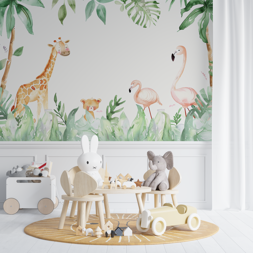 Pastel safari animals baby wallpaper - Second Image