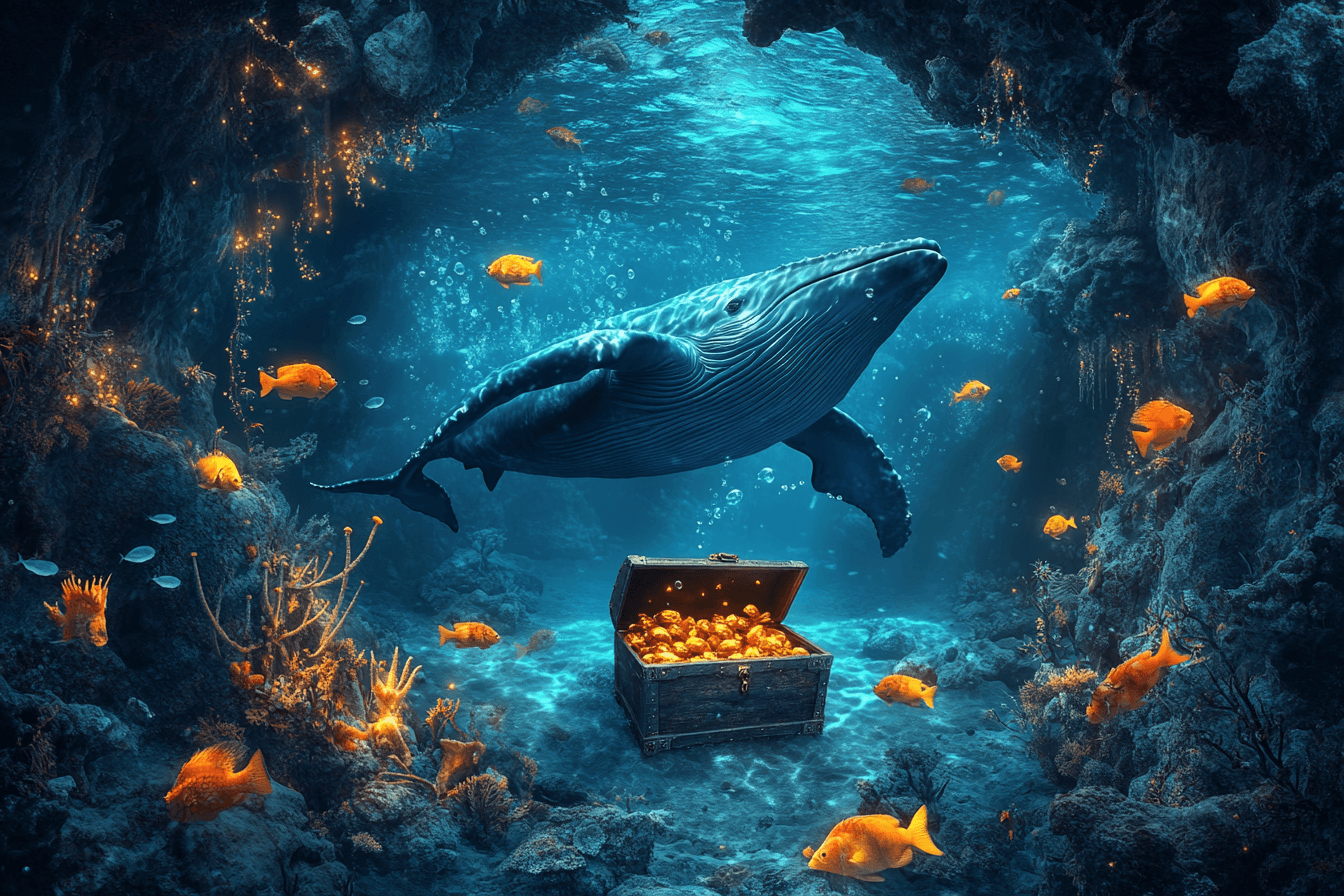 Papier Peint Marin Baleine et Trésor Caché