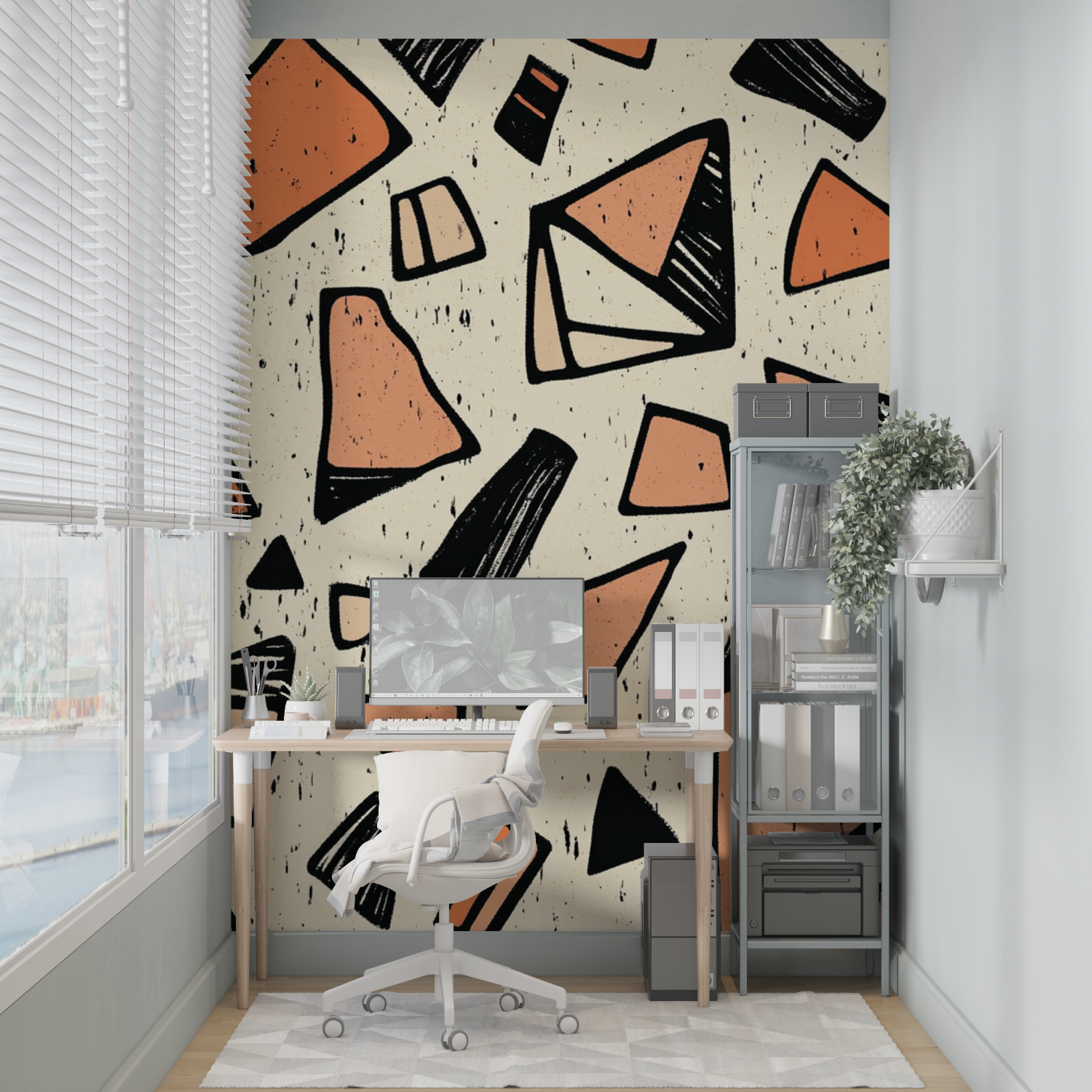 Papier peint terracotta geometrique abstrait merlin leroy