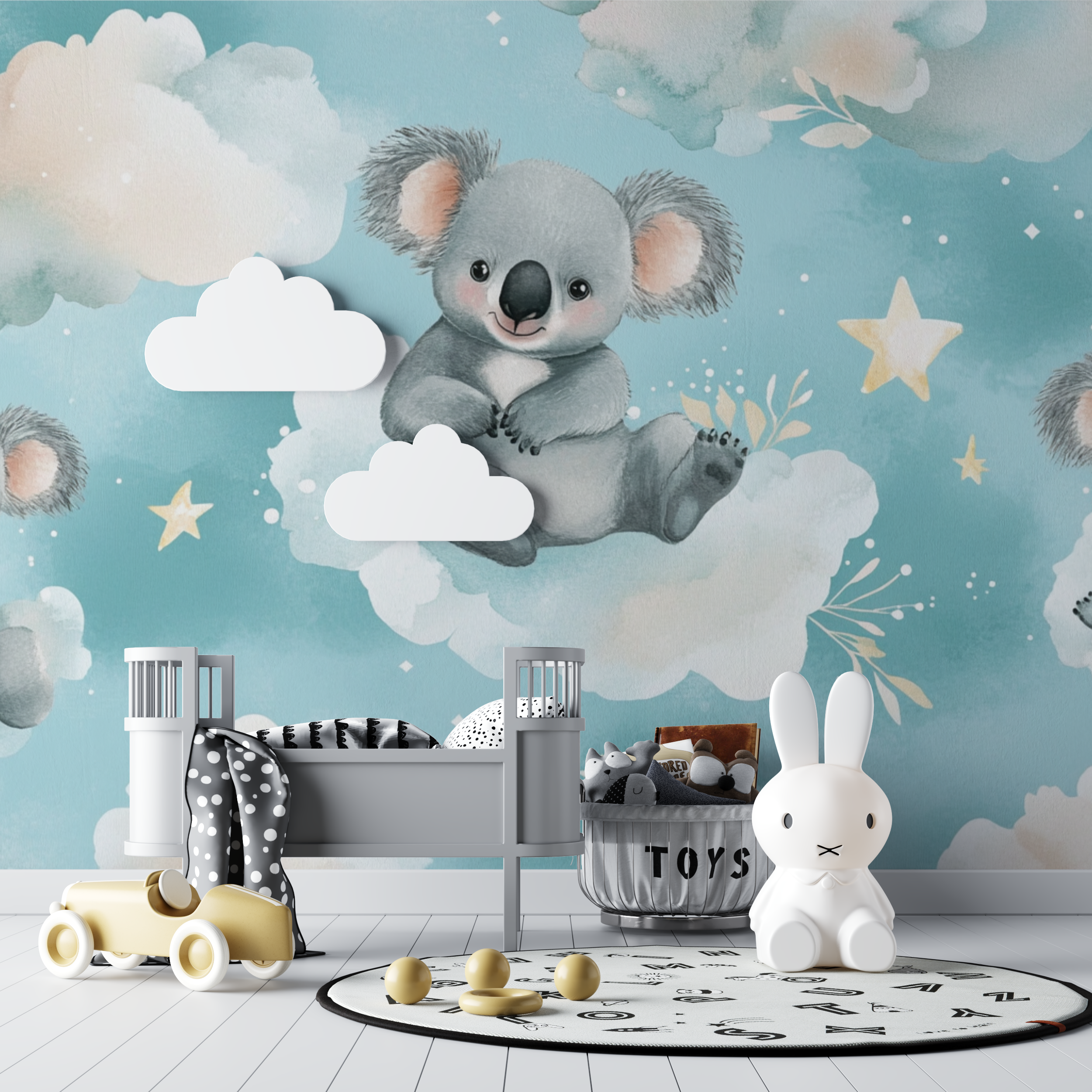 Papier peint koala dans une bulle de reve bebe tipi