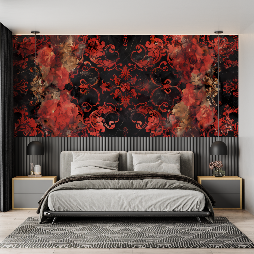 Red and black baroque wallpaper - Second Image