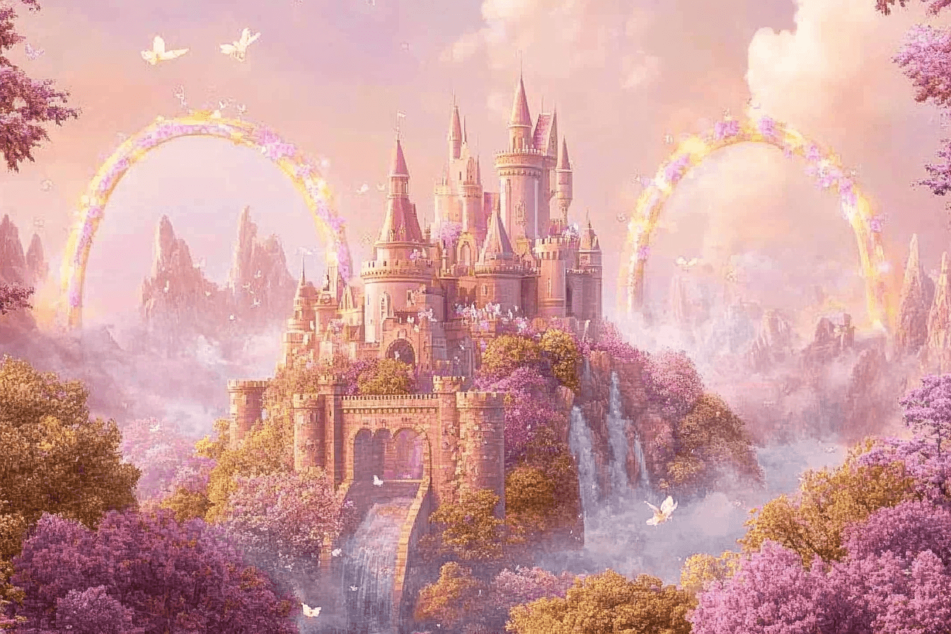 Papier Peint Château Arc-en-ciel