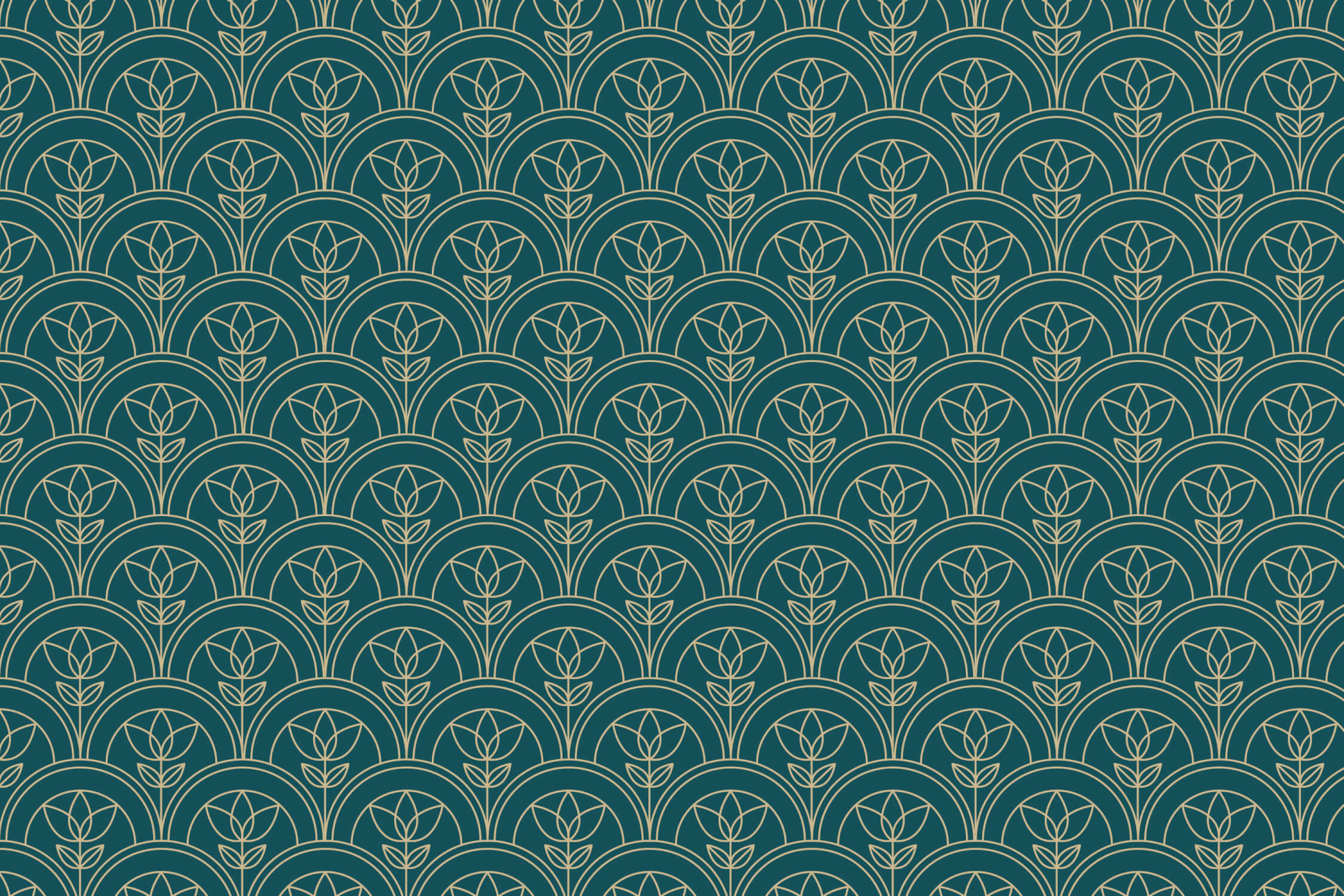 Papier Peint Art Nouveau Vert