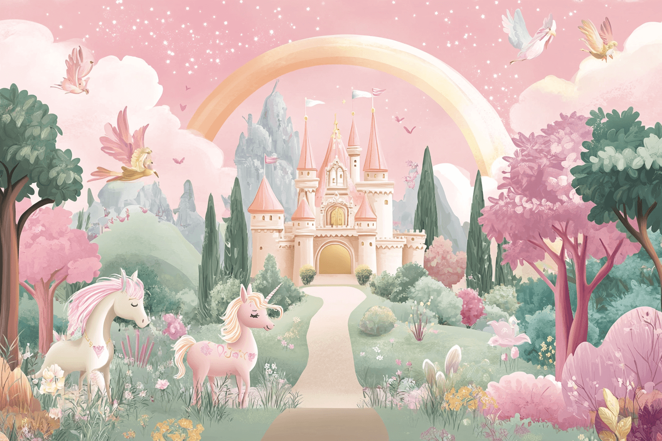 Papier Peint Princesse Royaume et Arc-en-ciel