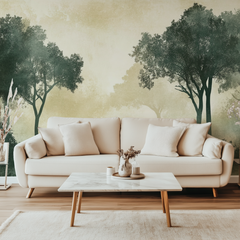 Papier peint arbre voyageur entree canape simple