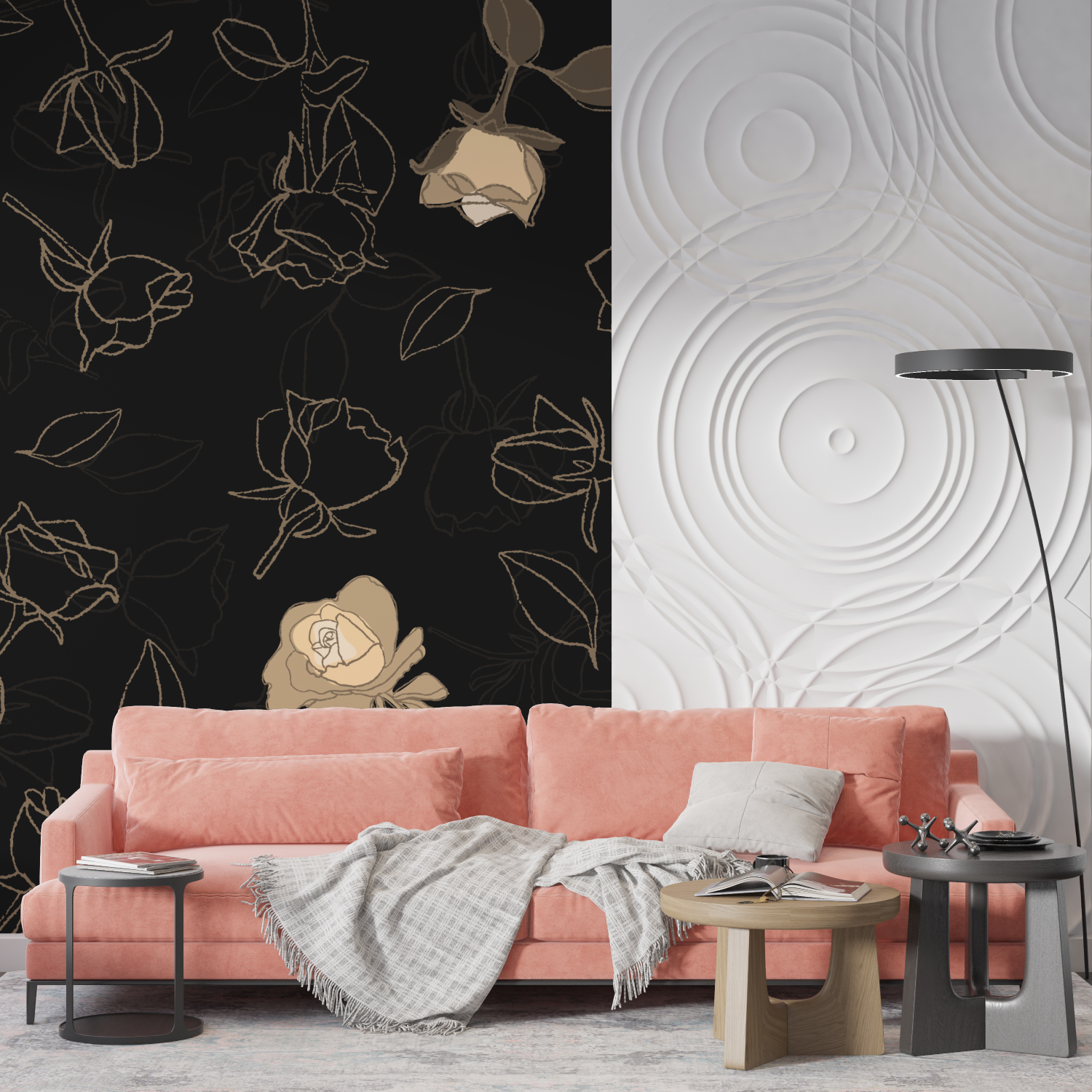 Floral black wallpaper - Second Image