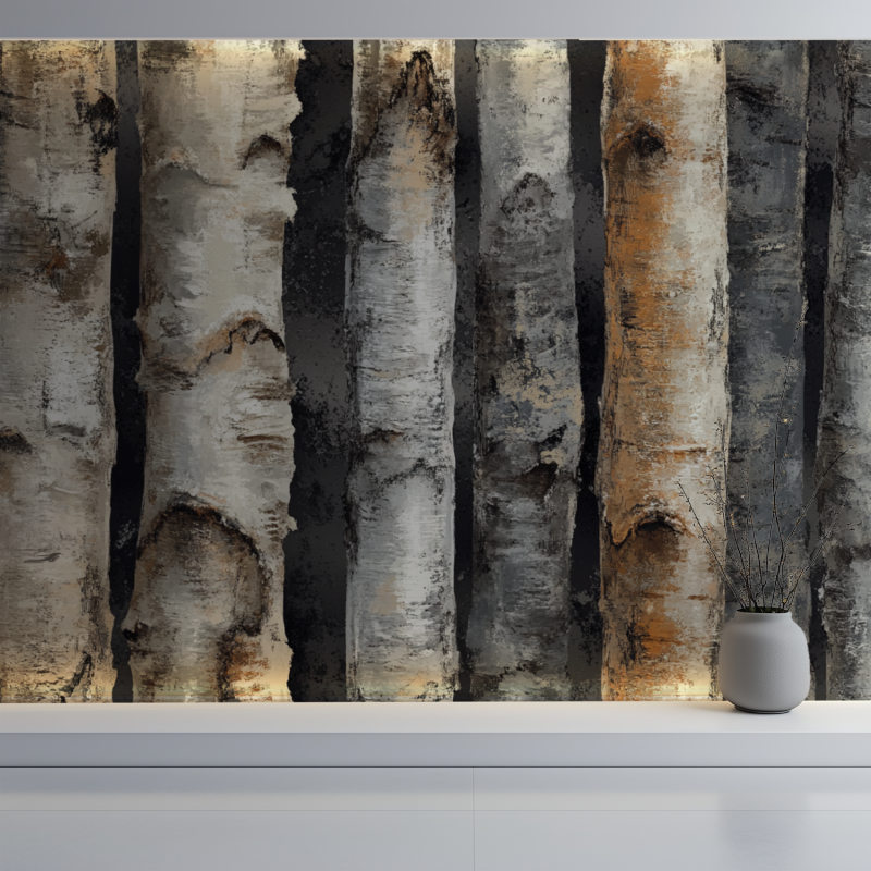 Papier peint arbre tronc mur blanc