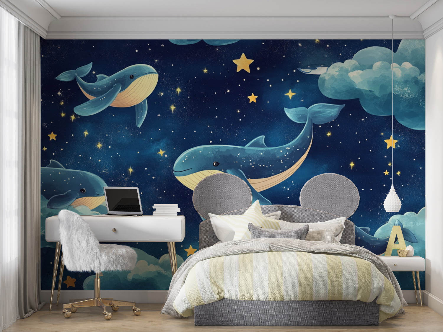 Papier peint animaux nuage bleu...on mur chambre panoramique