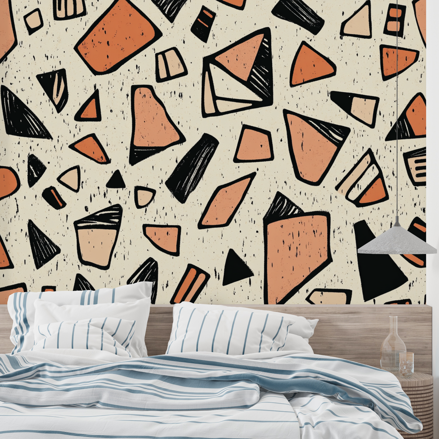 Papier peint terracotta geometrique abstrait leroy merlin
