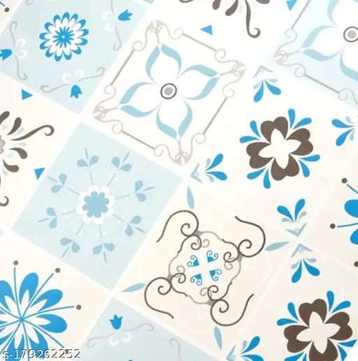 Teal Cement Tiles Wallpaper - Second Image