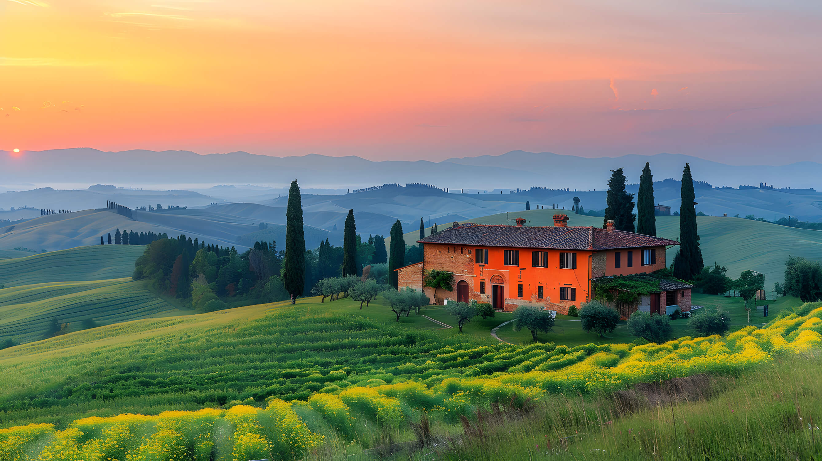 Papier Peint Panoramique Paysage Toscane