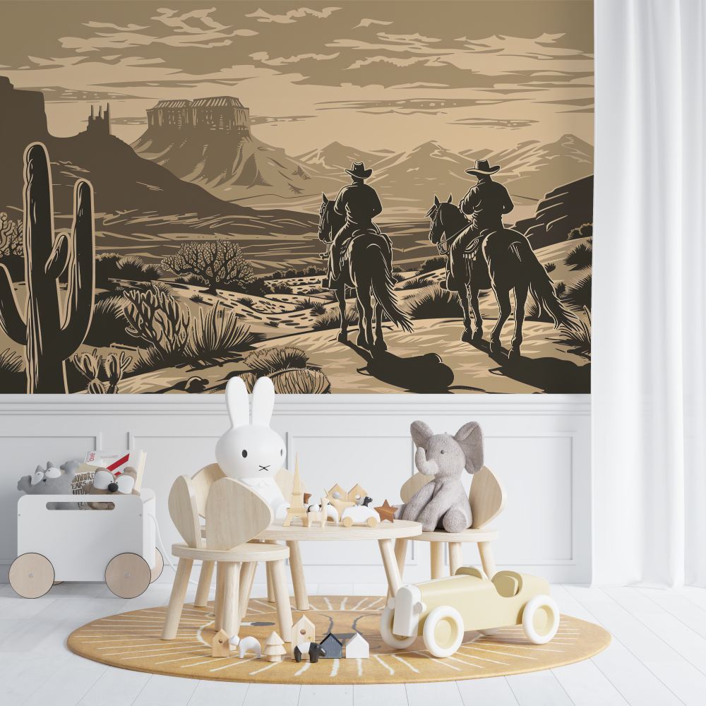 Papier peint ado garcon cow boy dessin chambre de bebe