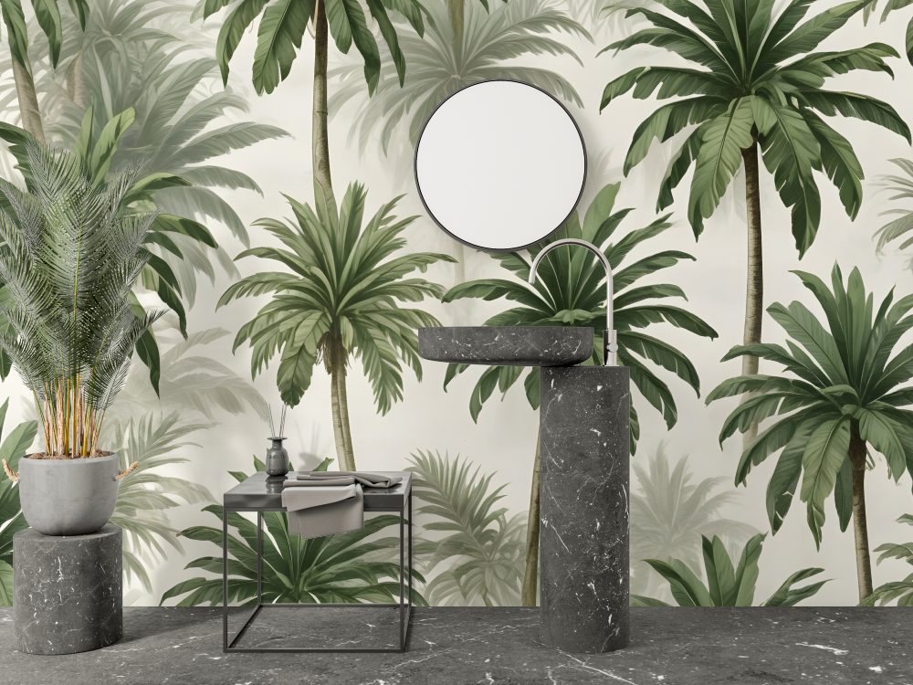 Papier peint tropical salle de bain salle bain