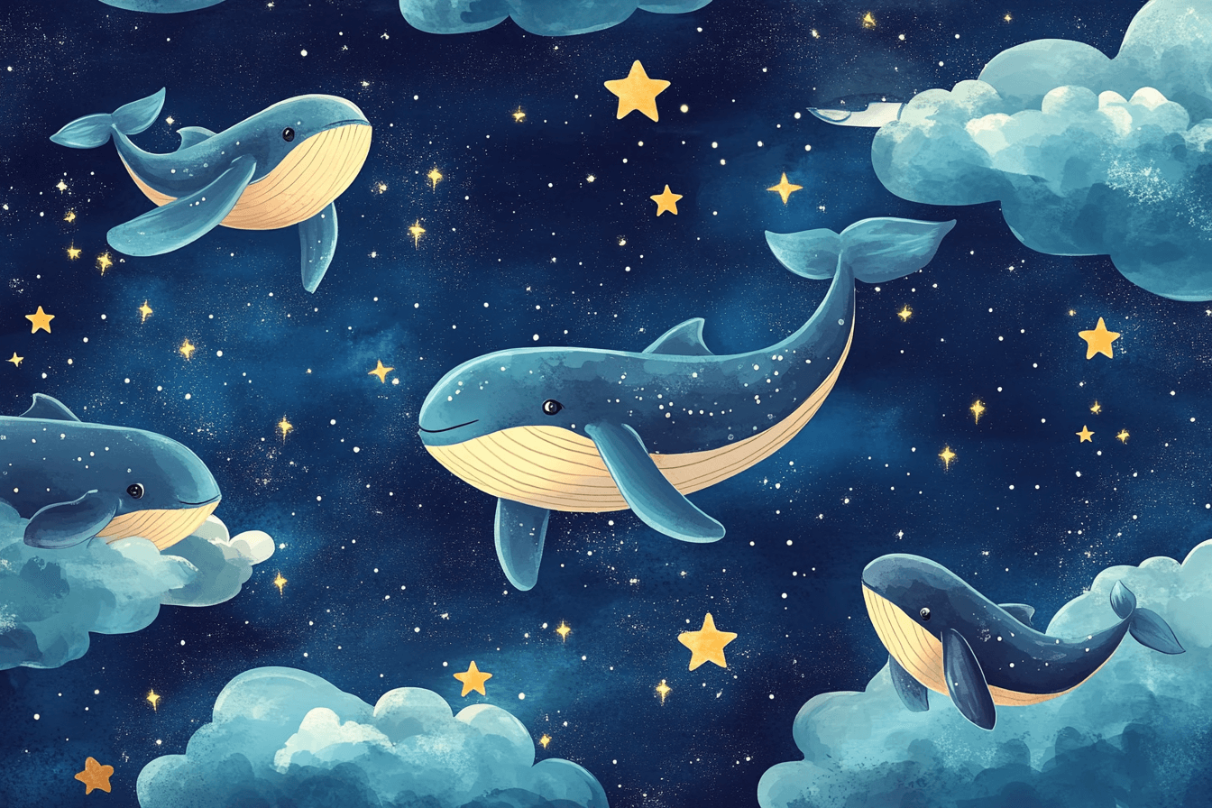 Papier Peint Animaux Nuage Bleu Marin Mignon