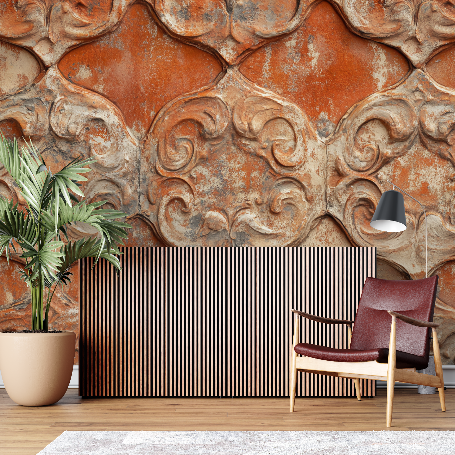 Papier peint terracotta inspiration antique sur mesure