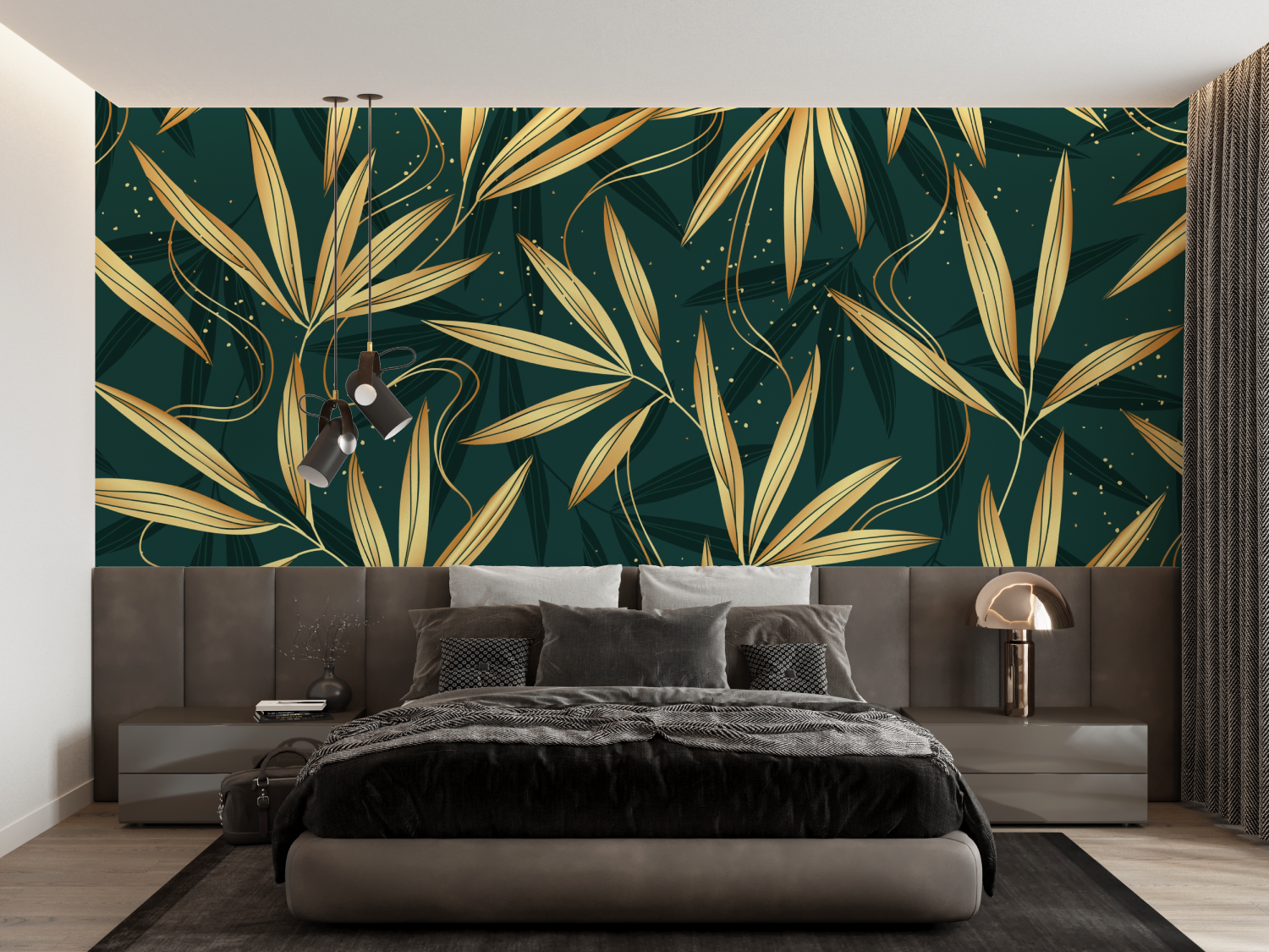 Bedroom green wallpaper - Second Image