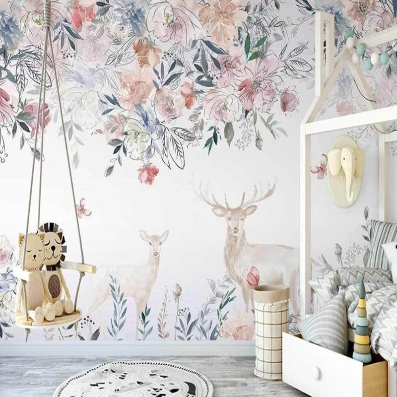 Animals Wallpaper <br/> Deer and Flower Pattern