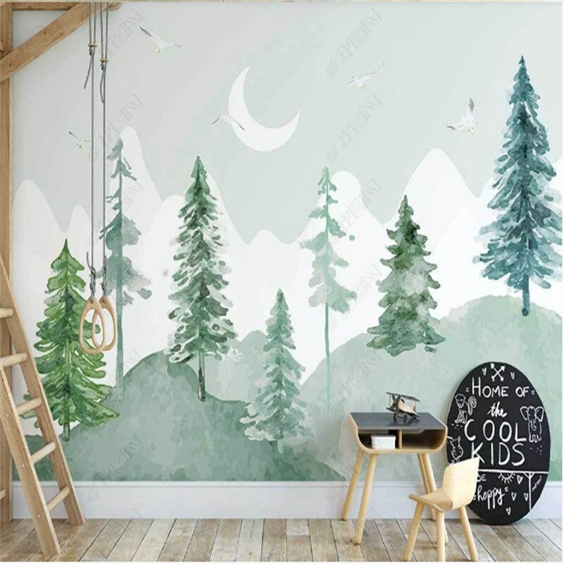 Classic Baby Wallpaper <br/> Green Forest Watercolor