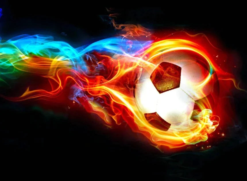 Fußball-Hintergrundbild <br/> Fußball in Flammen