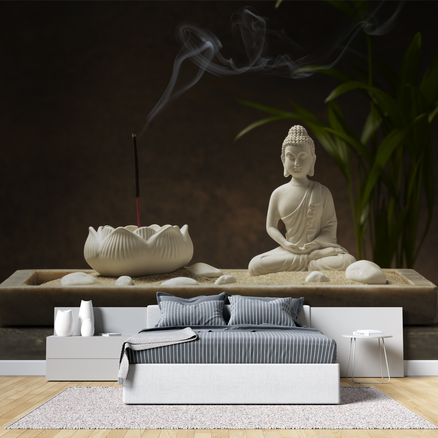 Papier Peint Zen Bouddha Encens - tete de lit