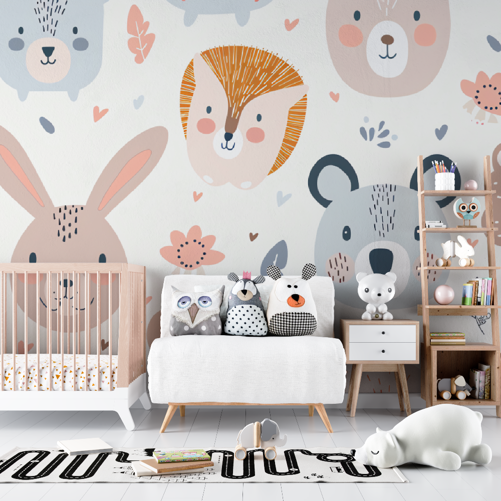 papier peint motifs animaux bébé - chambre de bebe