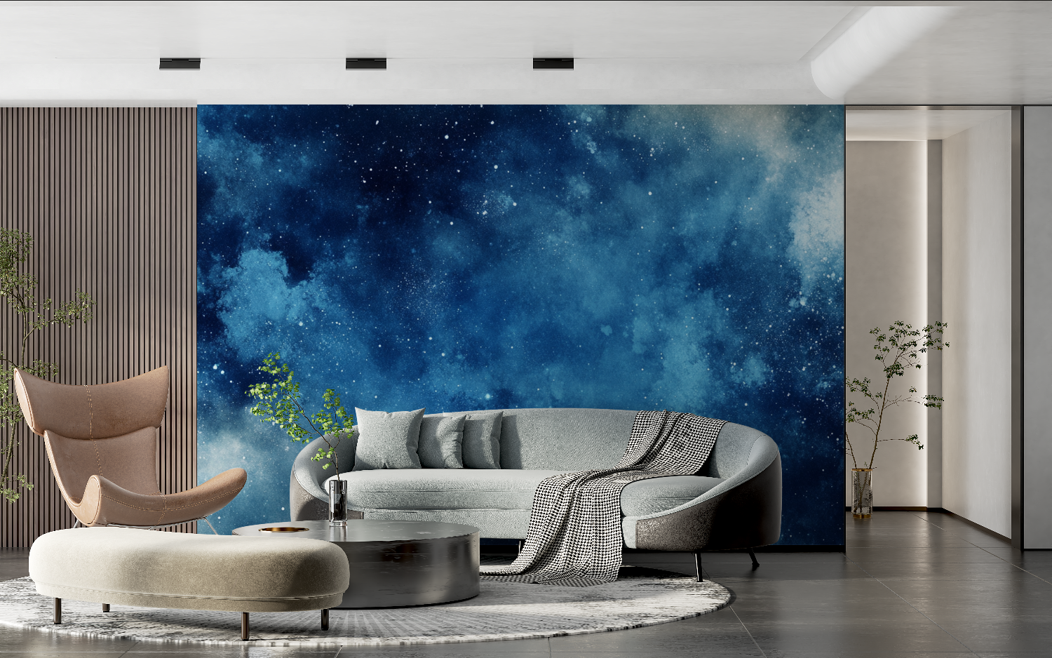 Papier peint aquarelle nuit etoilee tendance 2024