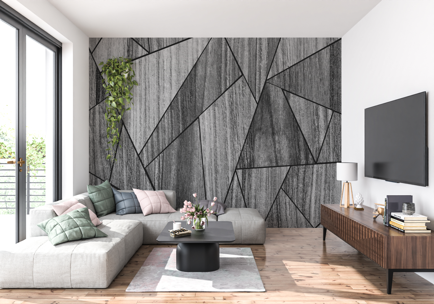 Papier Peint Argent Et Noir - tendance mur