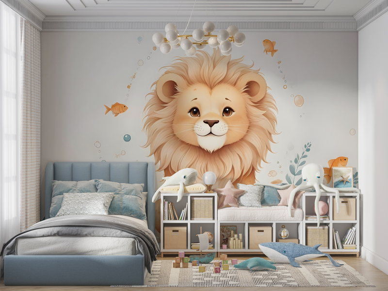 Papier Peint Enfants Lionceau - chambre de garçon