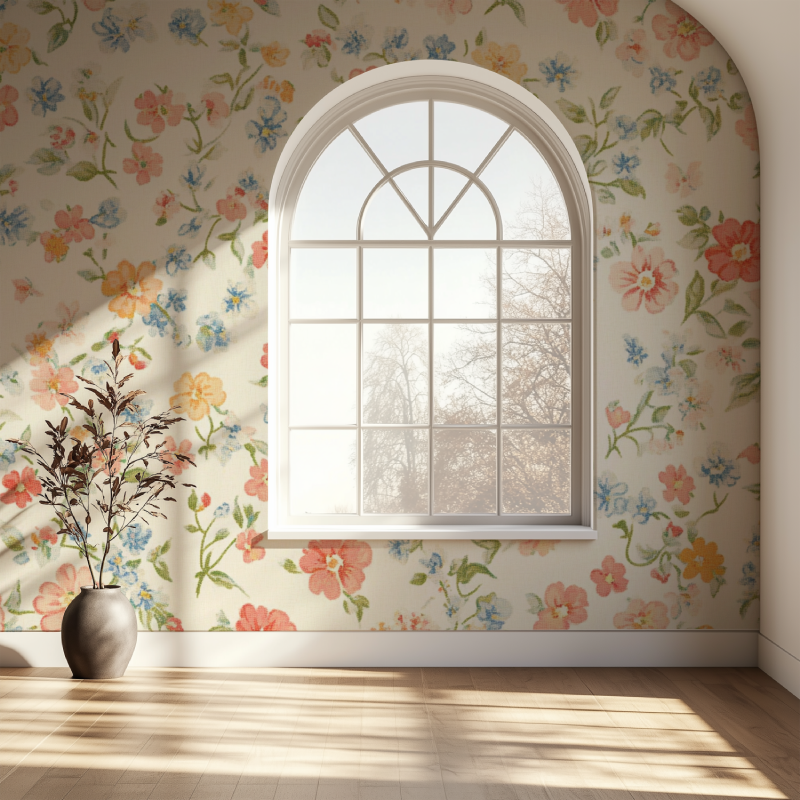 Papier peint fleuri liberty vintage fenetre papier