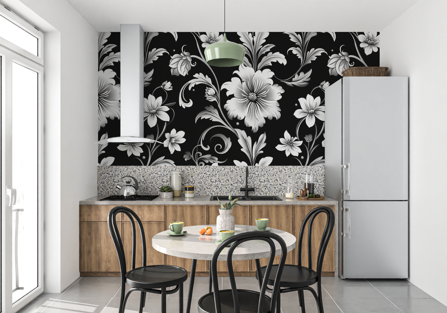 Papier Peint Fleur Noir - tendance mur