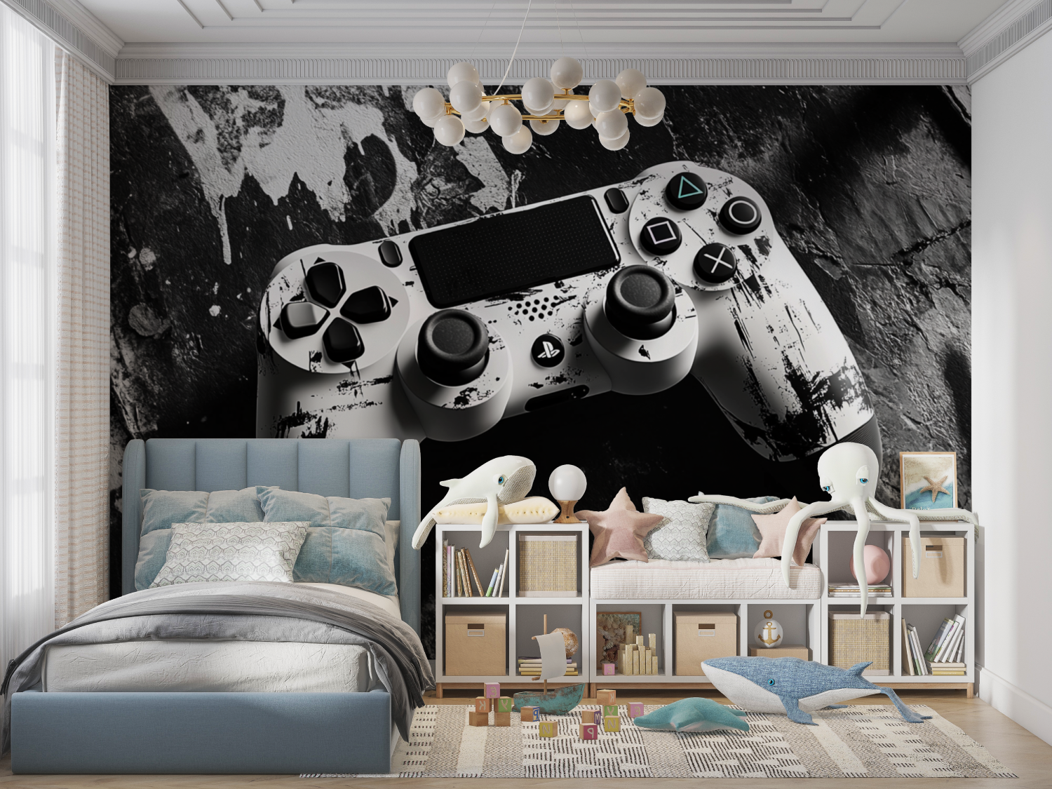 Papier peint gamers console panoramique garcon