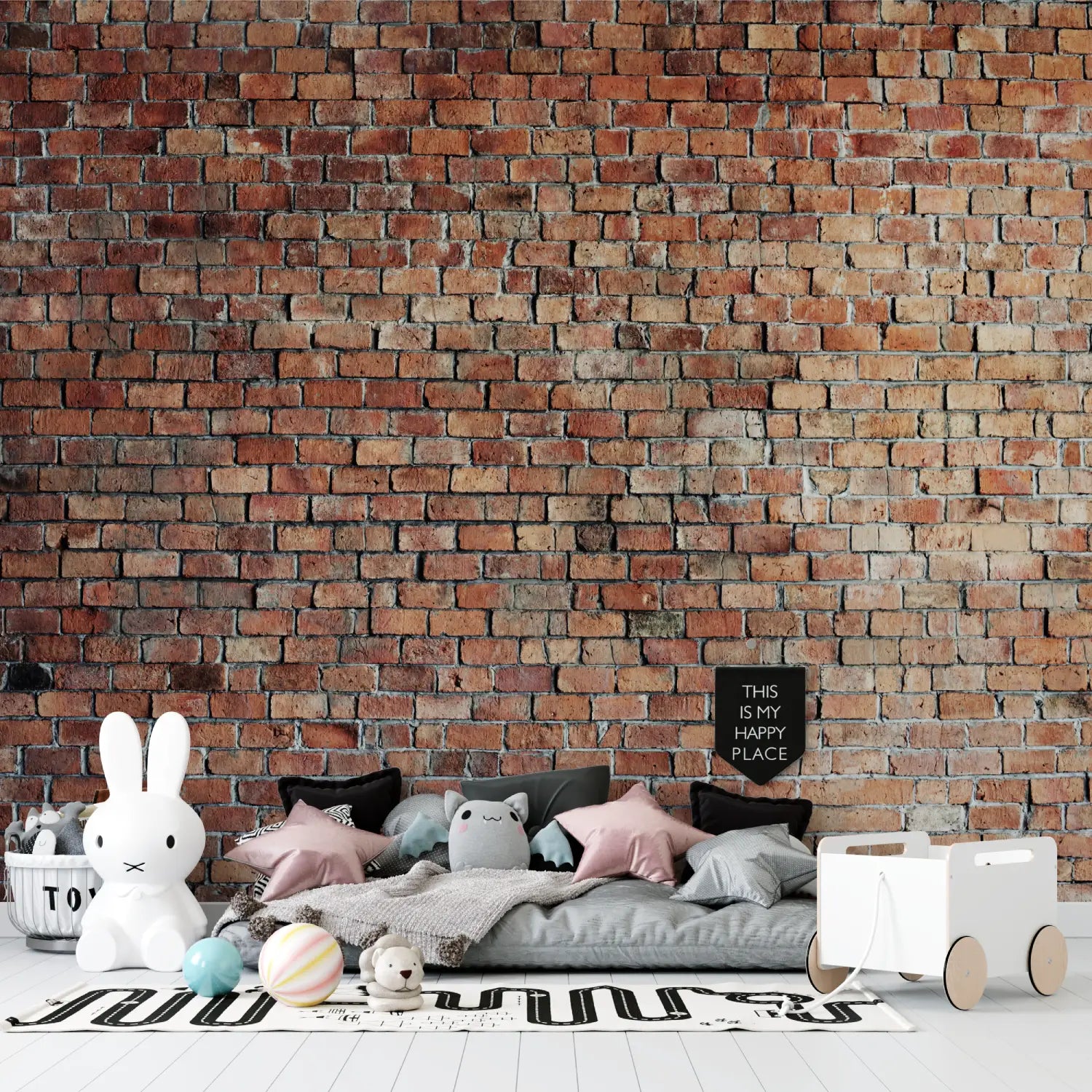 Teen Bedroom Brick Wallpaper - Second Image