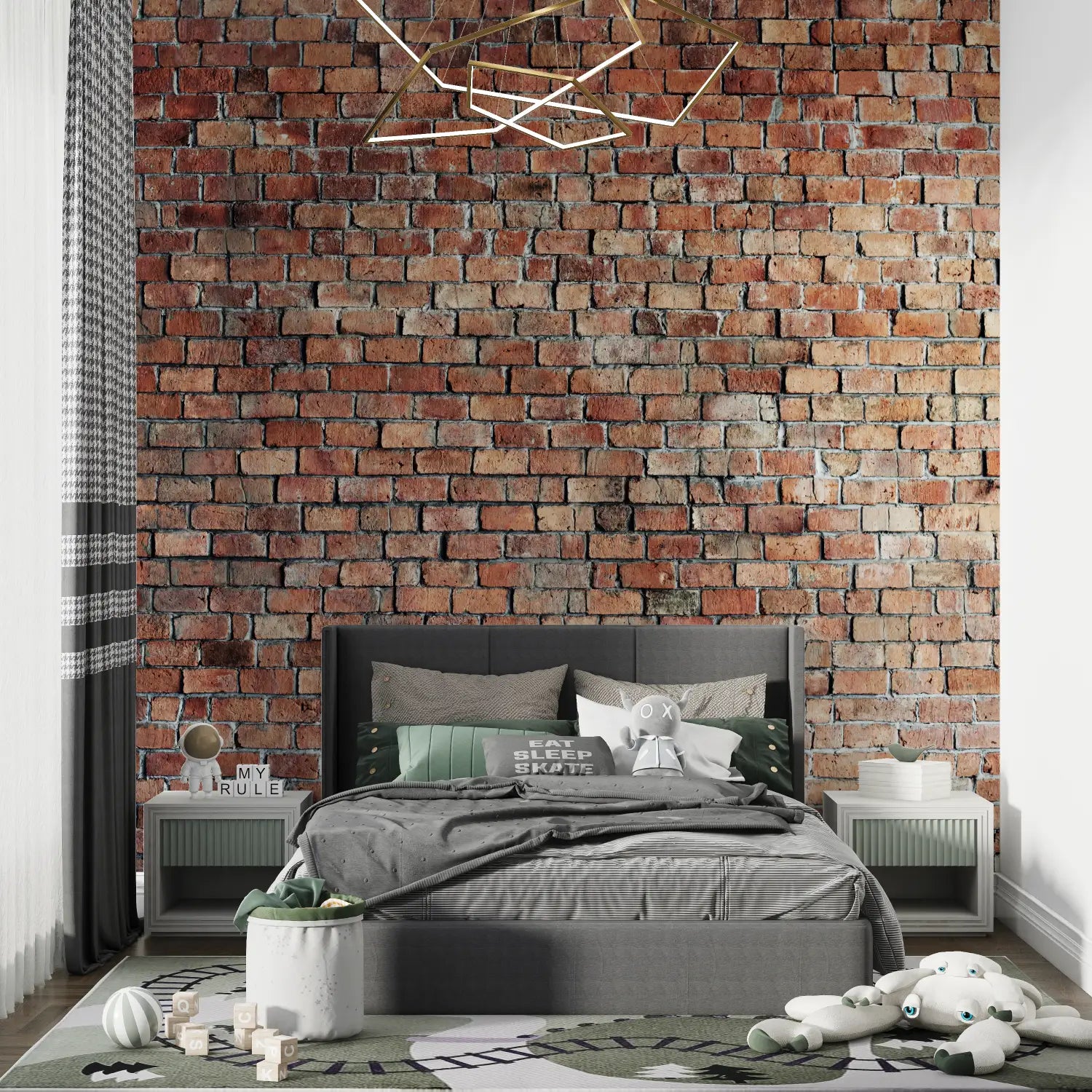 Teen Bedroom Brick Wallpaper - Second Image