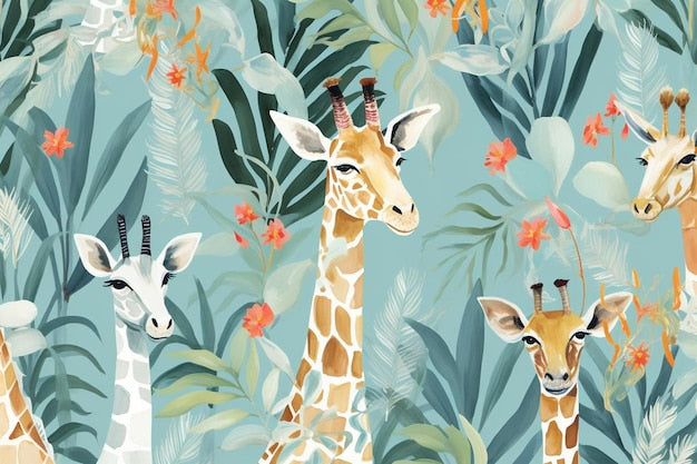 Designtapete mit Baby-Giraffen