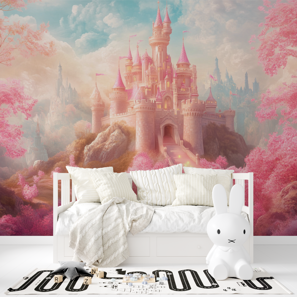 Papier peint princesse et son chateau tapisserie fille