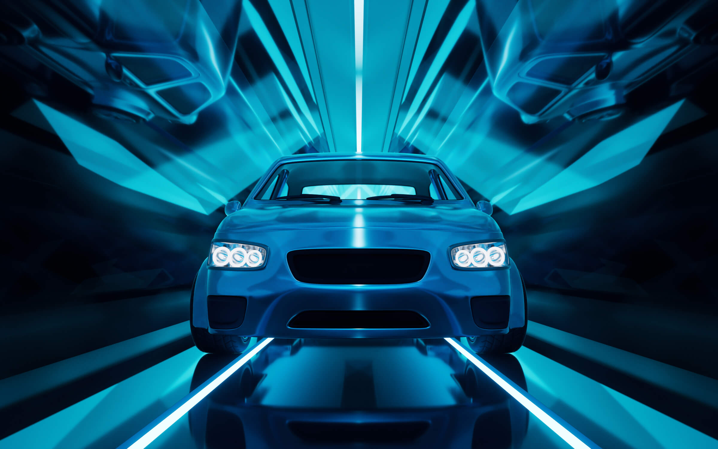 Papier Peint 3D Voiture Bleu