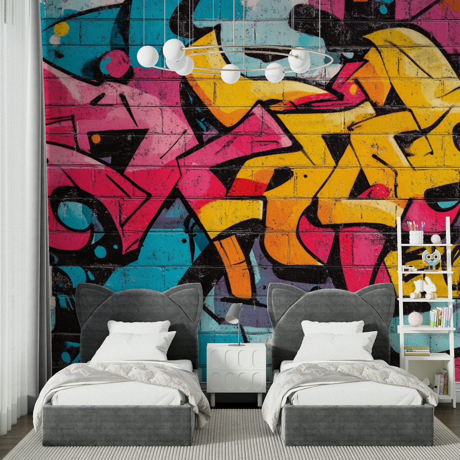 Papier peint street art colorful graffiti chambre spiderman