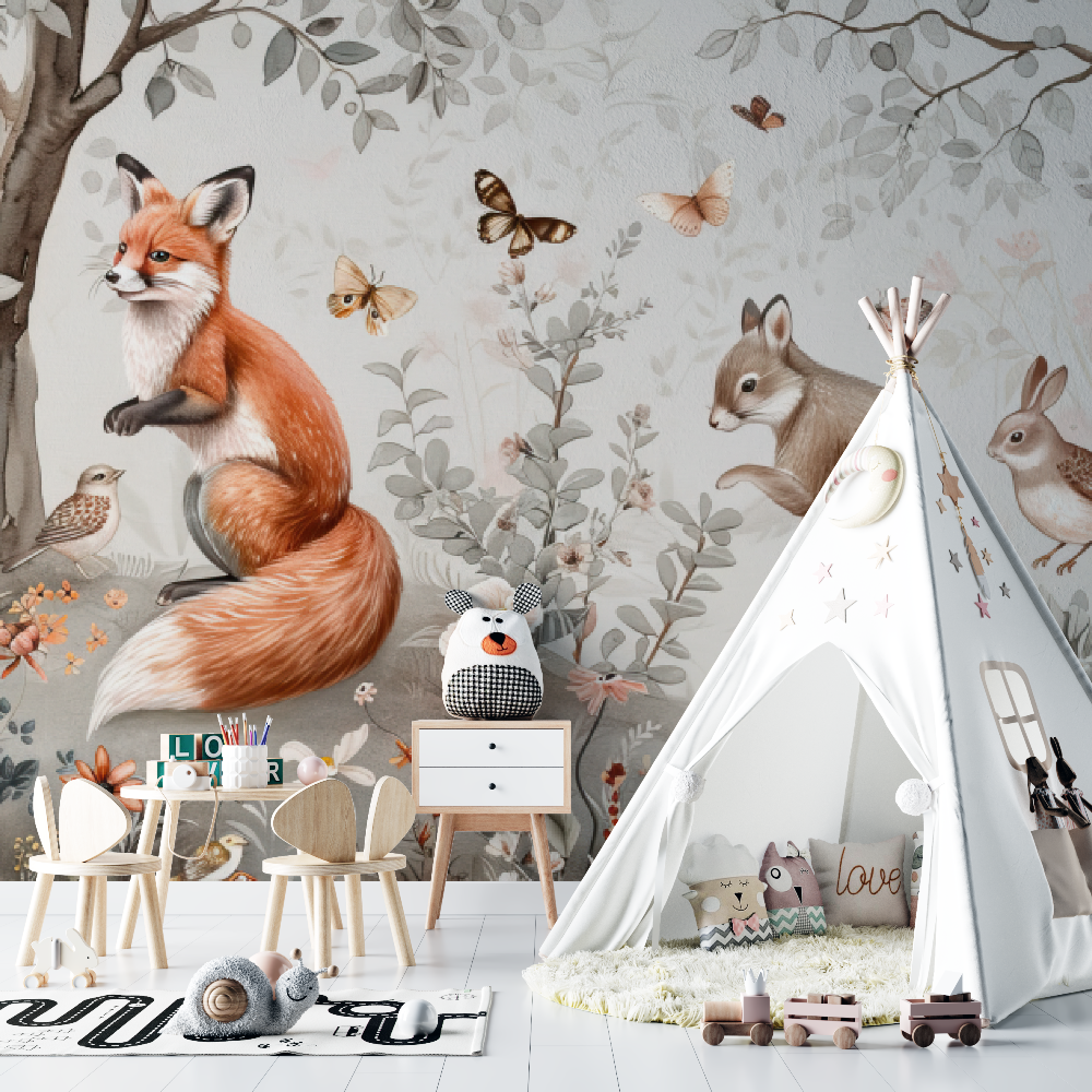 Papier peint bébé Animaux sur mesure - bebe tipi