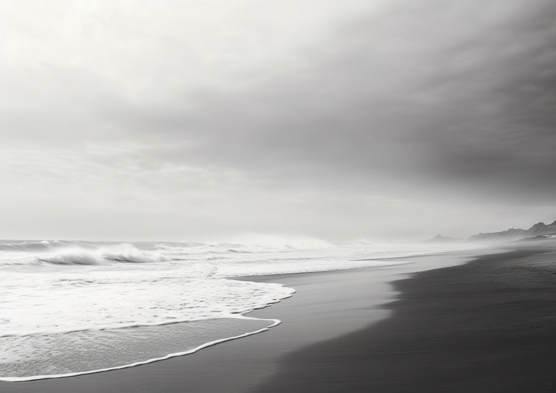 Panoramic Sea Wallpaper Black And White