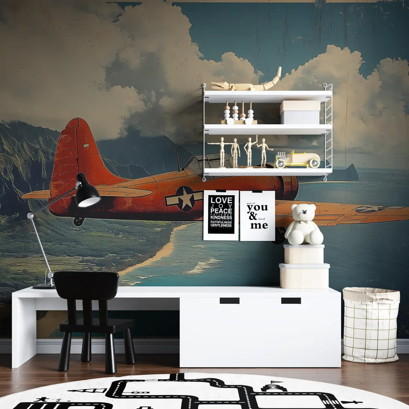 Papier Peint Ado Vintage Avion - tapisserie spiderman