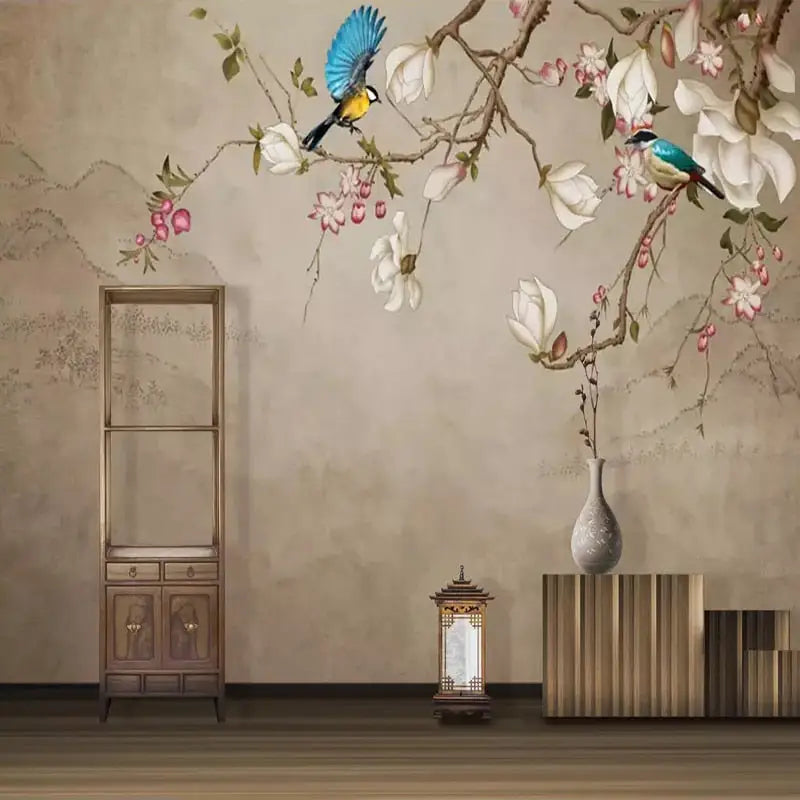 Wallpaper with Birds and Flowers - Second Image