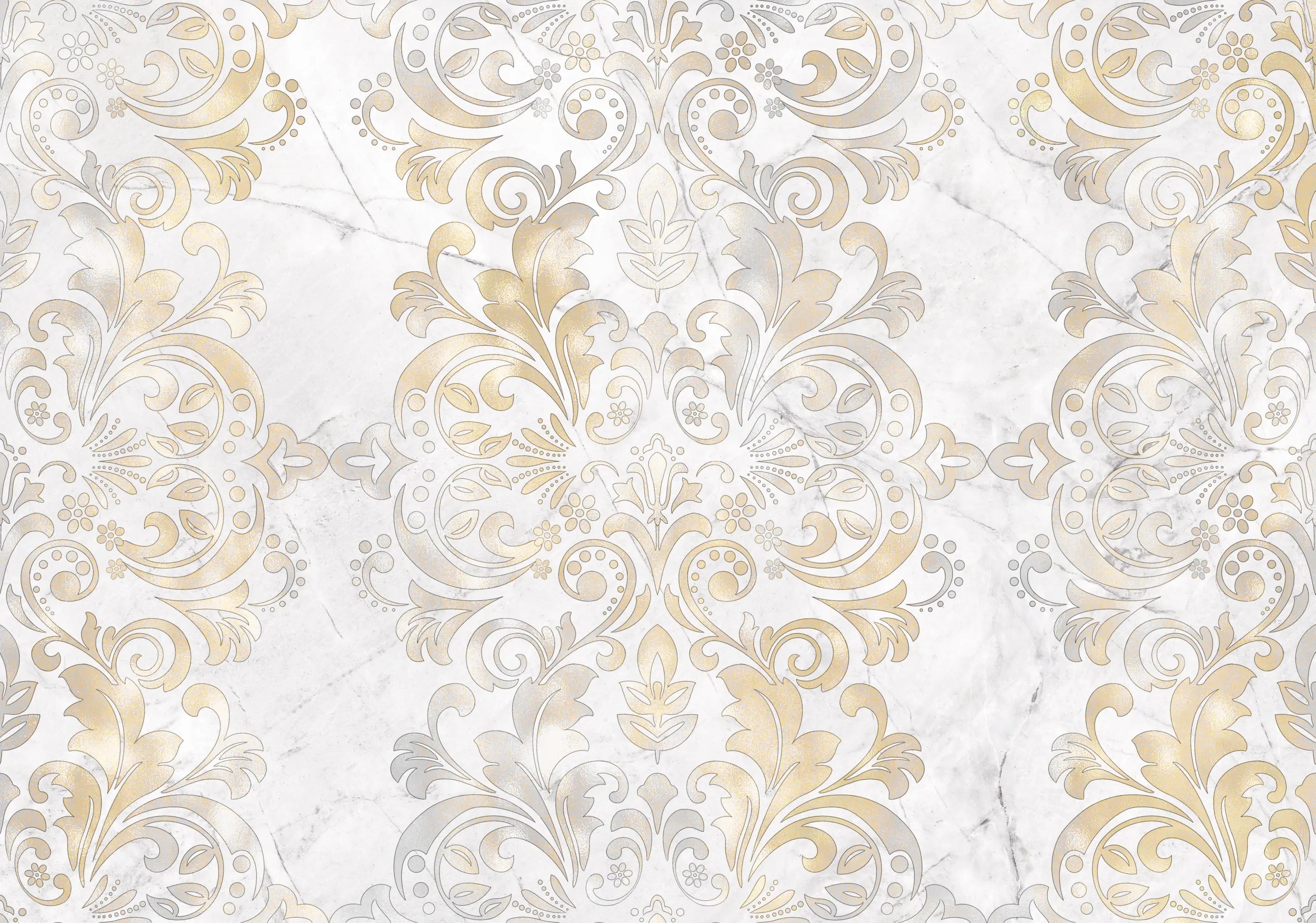 Papier Peint Baroque Beige Doré