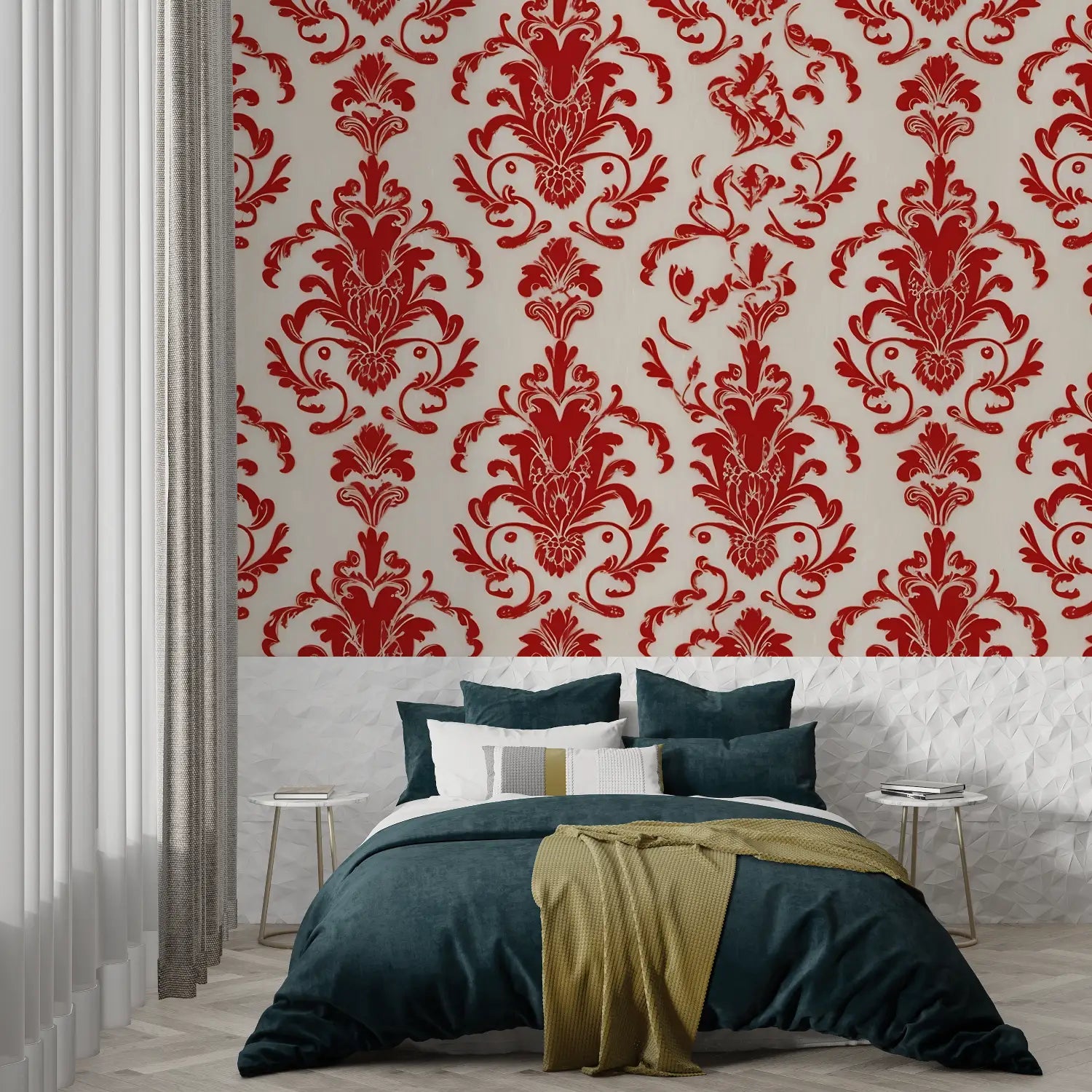 Red White Baroque Wallpaper - Second Image