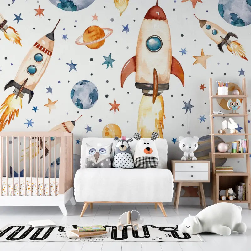 Papier peint bébé Explorateurs de l'espace - chambre bébé