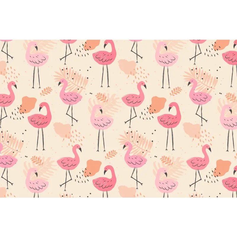 Papier peint bébé motif Flamant rose