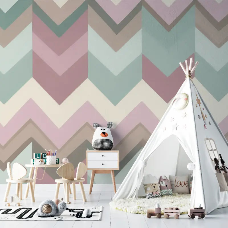 Papier peint bébé Motifs chevrons - bebe tipi