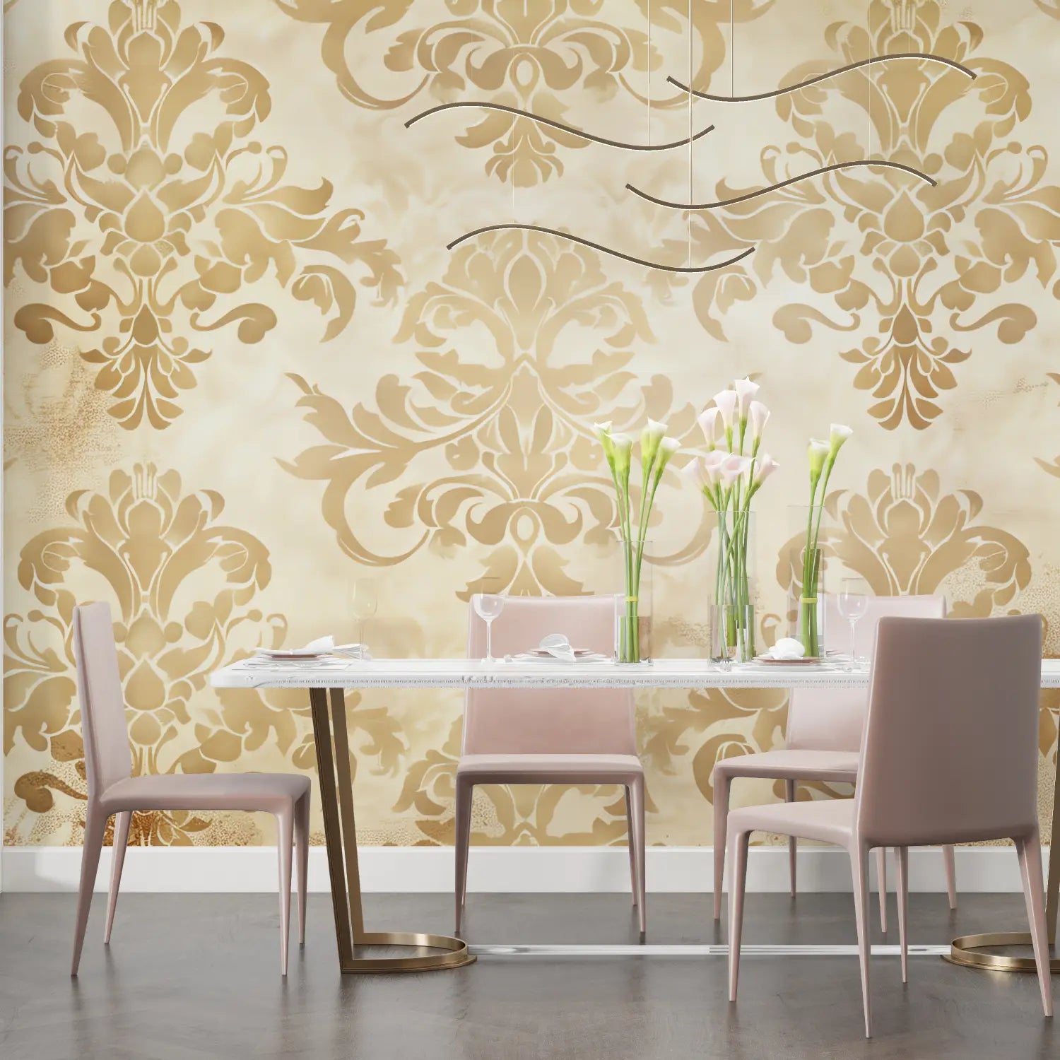 Baroque Golden Beige Wallpaper - Second Image