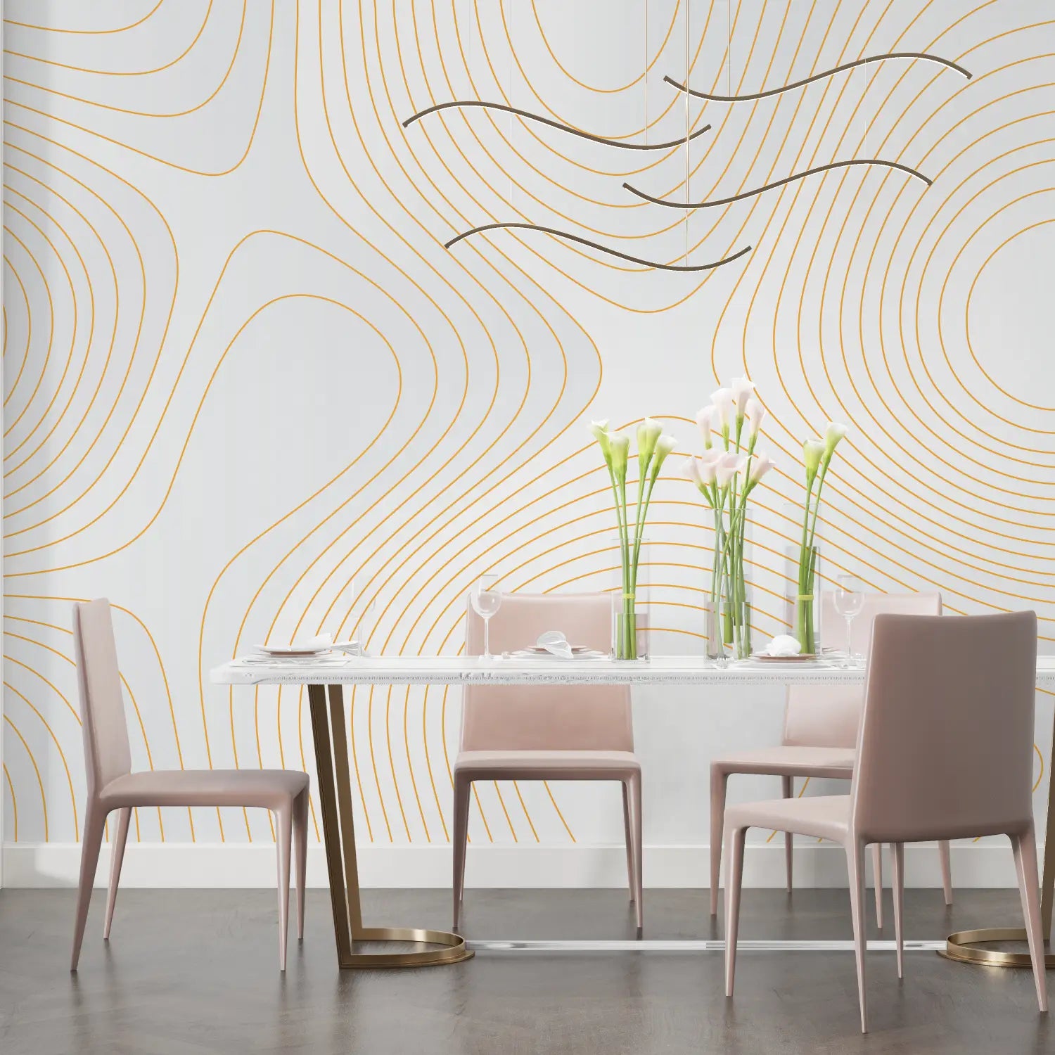 White Wallpaper With Golden Pattern - Second Image