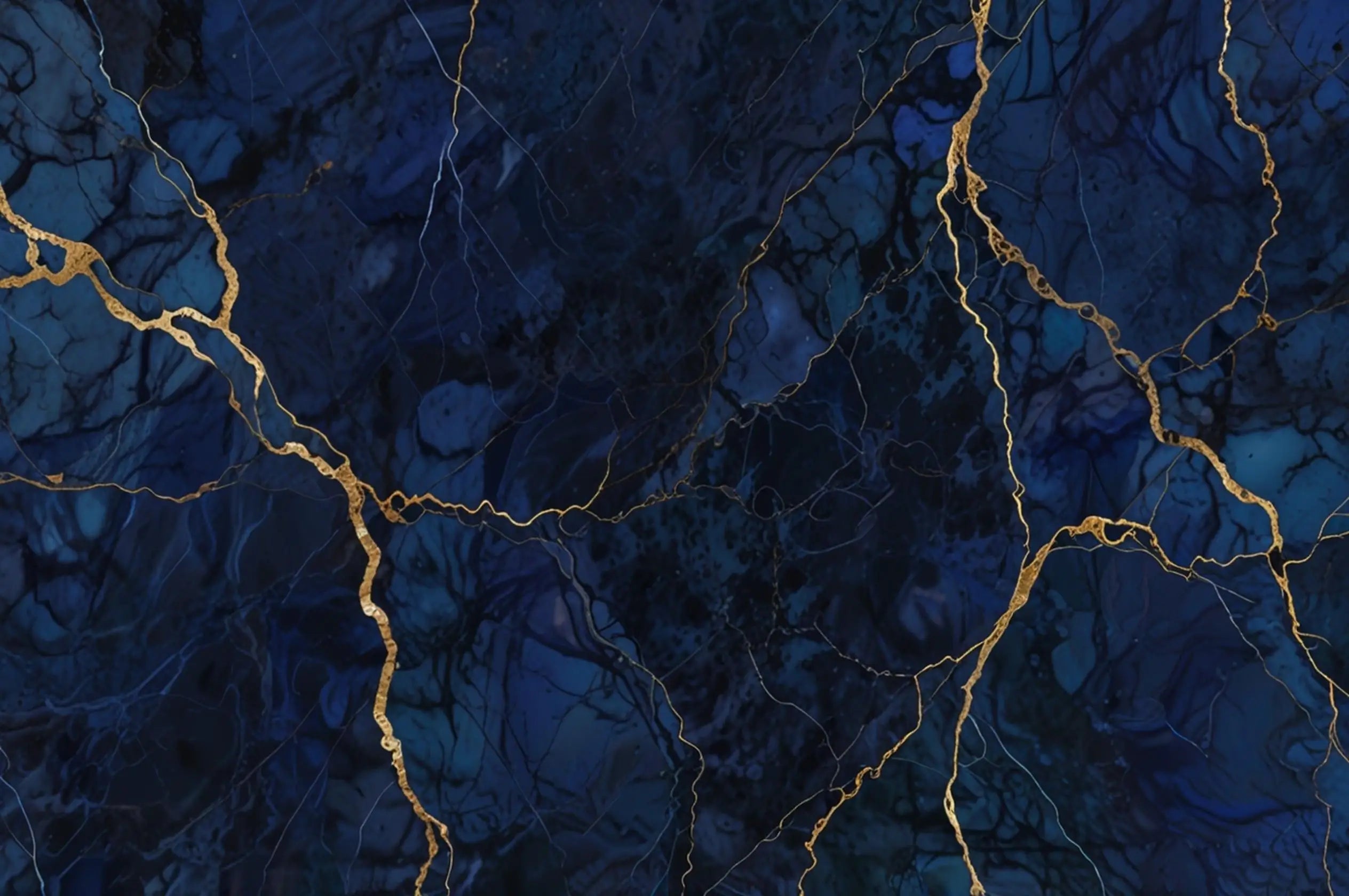 Royal blue and gold wallpaper marble