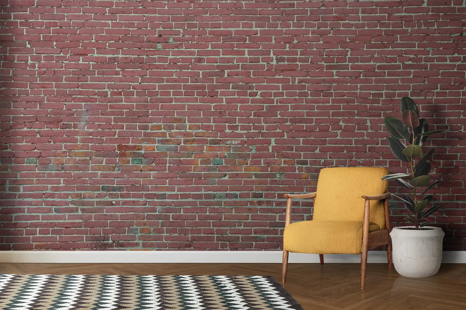 White and red brick wallpaper - Second Image